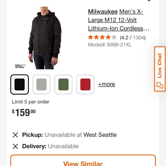 Milwaukee Gray Zip-Up Hoodie with Charger (battery not included) - Picture 9 of 9